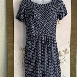 Talbots Navy and White Dress XS